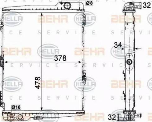 BEHR HELLA Service 8MK 376 711-274 - Radiator, mühərrikin soyudulması furqanavto.az