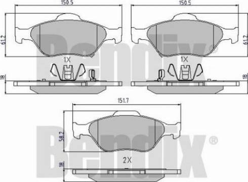 BENDIX 510454 - Əyləc altlığı dəsti, əyləc diski furqanavto.az