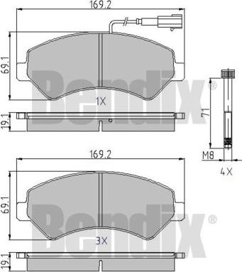 BENDIX 510516 - Əyləc altlığı dəsti, əyləc diski furqanavto.az