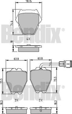 BENDIX 510613 - Əyləc altlığı dəsti, əyləc diski furqanavto.az