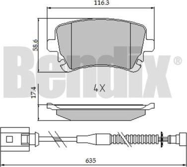 BENDIX 510621 - Əyləc altlığı dəsti, əyləc diski furqanavto.az