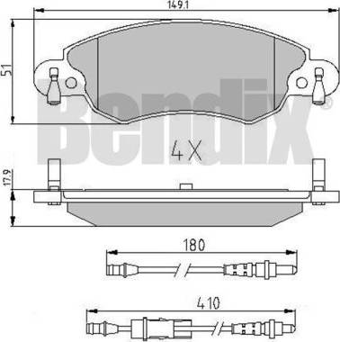 BENDIX 510841 - Əyləc altlığı dəsti, əyləc diski furqanavto.az