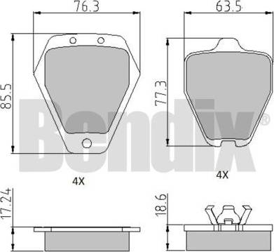 BENDIX 510726 - Əyləc altlığı dəsti, əyləc diski furqanavto.az