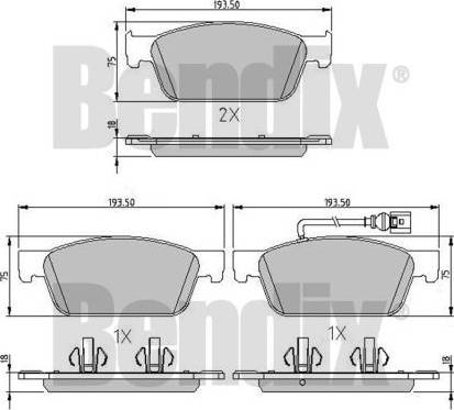 BENDIX 511133 - Əyləc altlığı dəsti, əyləc diski furqanavto.az