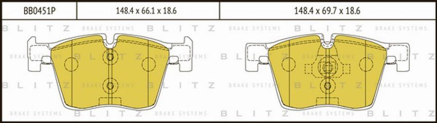 Blitz BB0451P - Əyləc altlığı dəsti, əyləc diski furqanavto.az