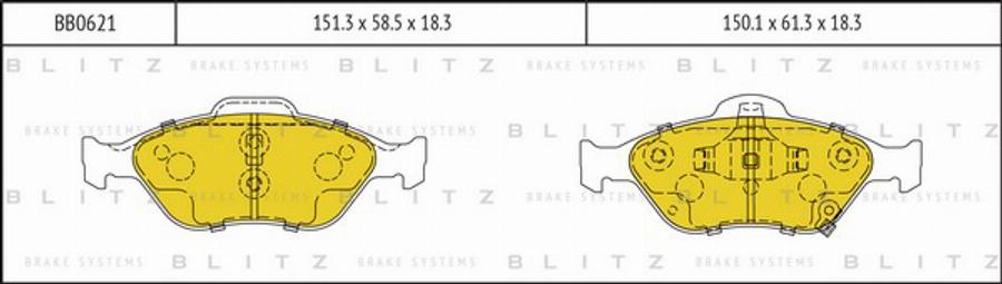 Blitz BB0621 - Əyləc altlığı dəsti, əyləc diski furqanavto.az