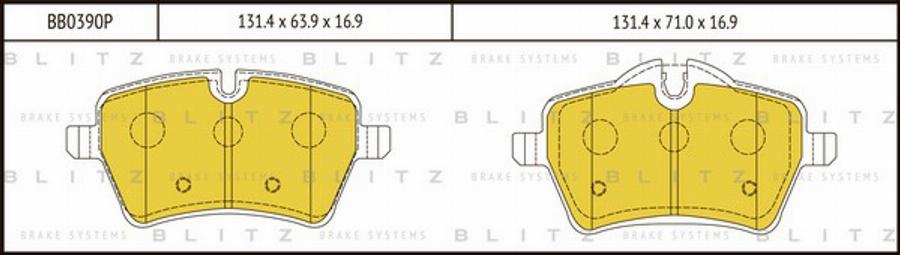 Blitz BB0390P - Əyləc altlığı dəsti, əyləc diski furqanavto.az