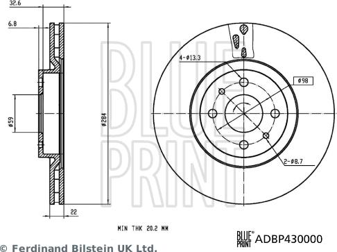 Blue Print ADBP430000 - Əyləc Diski furqanavto.az