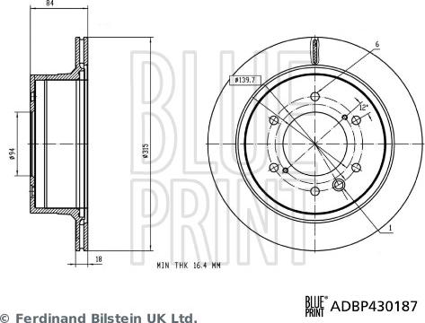 Blue Print ADBP430187 - Əyləc Diski furqanavto.az