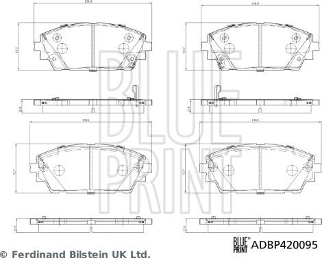 Blue Print ADBP420095 - Əyləc altlığı dəsti, əyləc diski furqanavto.az