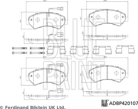 Blue Print ADBP420107 - Əyləc altlığı dəsti, əyləc diski furqanavto.az