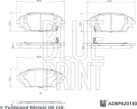 Blue Print ADBP420130 - Əyləc altlığı dəsti, əyləc diski furqanavto.az