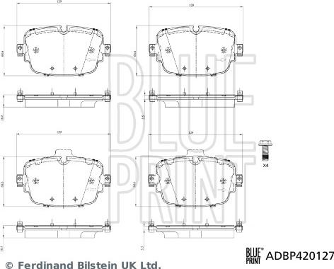 Blue Print ADBP420127 - Əyləc altlığı dəsti, əyləc diski furqanavto.az