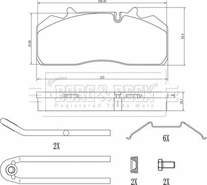 Borg & Beck BBP33007 - Əyləc altlığı dəsti, əyləc diski furqanavto.az