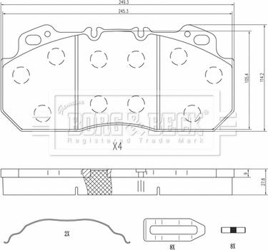 Borg & Beck BBP33012 - Əyləc altlığı dəsti, əyləc diski furqanavto.az