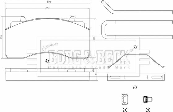 Borg & Beck BBP33021 - Əyləc altlığı dəsti, əyləc diski furqanavto.az