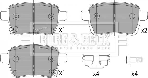 Borg & Beck BBP2460 - Əyləc altlığı dəsti, əyləc diski furqanavto.az