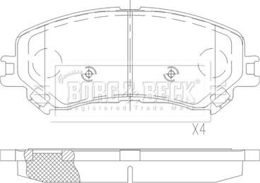 Borg & Beck BBP2596 - Əyləc altlığı dəsti, əyləc diski furqanavto.az