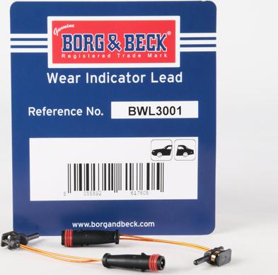 Borg & Beck BWL3001 - Xəbərdarlıq Kontakt, əyləc padinin aşınması furqanavto.az