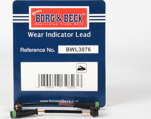 Borg & Beck BWL3076 - Xəbərdarlıq Kontakt, əyləc padinin aşınması furqanavto.az