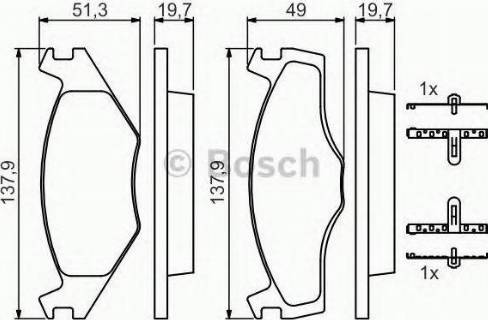 BOSCH 986468873 - Əyləc altlığı dəsti, əyləc diski furqanavto.az