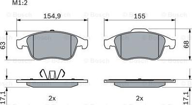 BOSCH 0 986 494 401 - Əyləc altlığı dəsti, əyləc diski furqanavto.az