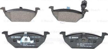 BOSCH 0 986 494 525 - Əyləc altlığı dəsti, əyləc diski furqanavto.az