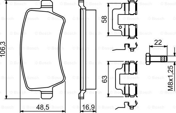 BOSCH 0 986 494 641 - Əyləc altlığı dəsti, əyləc diski furqanavto.az