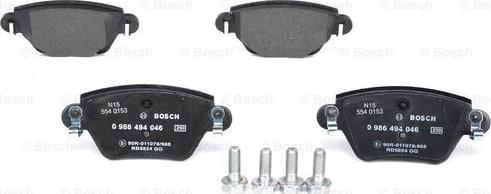 BOSCH 0 986 494 046 - Əyləc altlığı dəsti, əyləc diski furqanavto.az