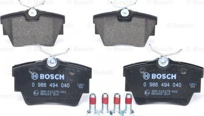 BOSCH 0 986 494 040 - Əyləc altlığı dəsti, əyləc diski furqanavto.az