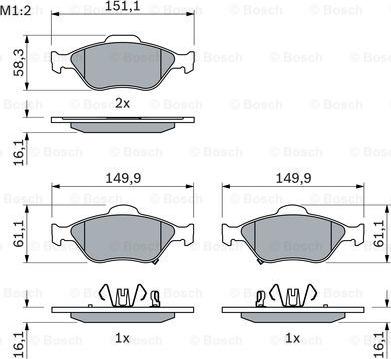 BOSCH 0 986 494 101 - Əyləc altlığı dəsti, əyləc diski furqanavto.az