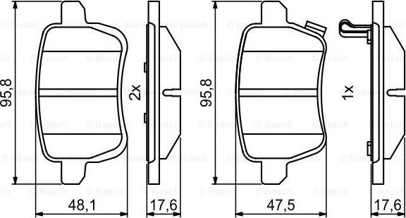 BOSCH 0 986 494 802 - Əyləc altlığı dəsti, əyləc diski furqanavto.az