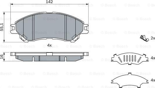 BOSCH 0 986 494 742 - Əyləc altlığı dəsti, əyləc diski furqanavto.az