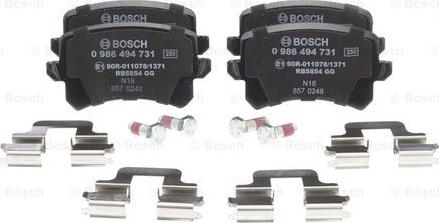 BOSCH 0 986 494 731 - Əyləc altlığı dəsti, əyləc diski furqanavto.az