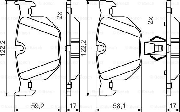 BOSCH 0 986 495 481 - Əyləc altlığı dəsti, əyləc diski www.furqanavto.az