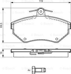 BOSCH 0 986 495 045 - Əyləc altlığı dəsti, əyləc diski www.furqanavto.az