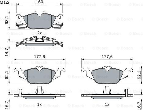 BOSCH 0 986 424 456 - Əyləc altlığı dəsti, əyləc diski furqanavto.az