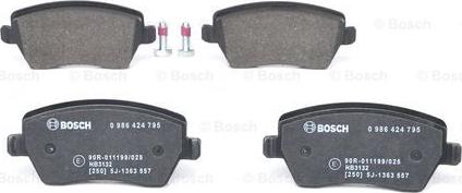 BOSCH 0 986 424 795 - Əyləc altlığı dəsti, əyləc diski furqanavto.az