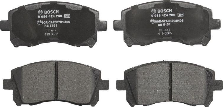 BOSCH 0 986 424 700 - Əyləc altlığı dəsti, əyləc diski furqanavto.az