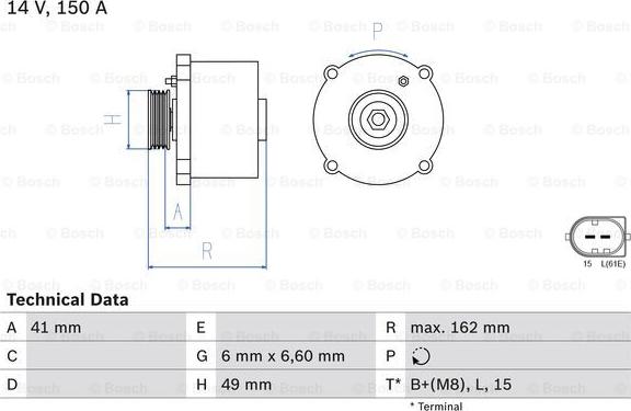 BOSCH 0 986 041 750 - Alternator furqanavto.az