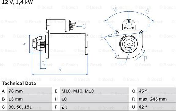 BOSCH 0 986 015 150 - Başlanğıc furqanavto.az