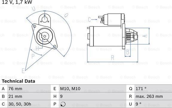 BOSCH 0 986 017 170 - Başlanğıc furqanavto.az