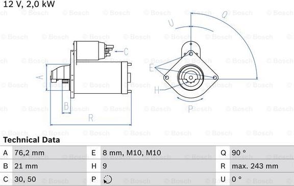 BOSCH 0 986 017 300 - Başlanğıc furqanavto.az