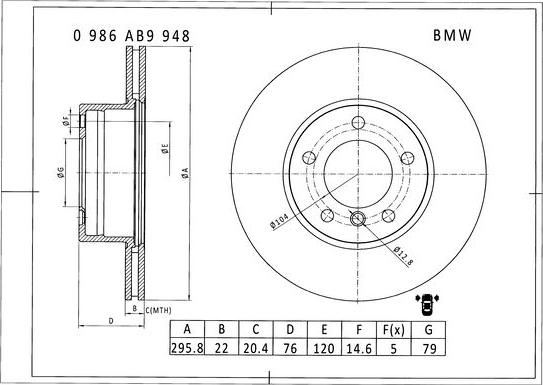 BOSCH 0 986 AB9 948 - Əyləc Diski furqanavto.az