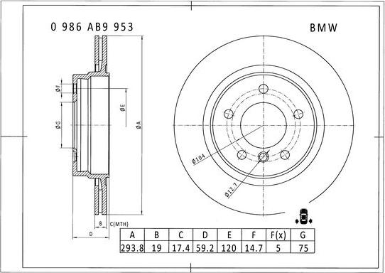 BOSCH 0 986 AB9 953 - Əyləc Diski furqanavto.az