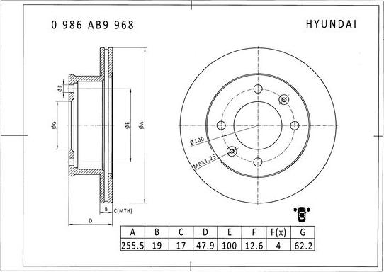 BOSCH 0 986 AB9 968 - Əyləc Diski furqanavto.az