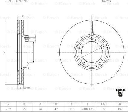 BOSCH 0 986 AB9 599 - Əyləc Diski furqanavto.az