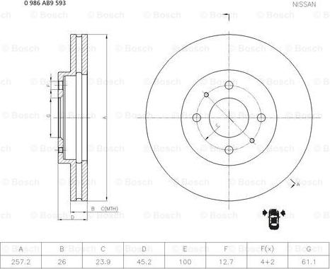 BOSCH 0 986 AB9 593 - Əyləc Diski furqanavto.az