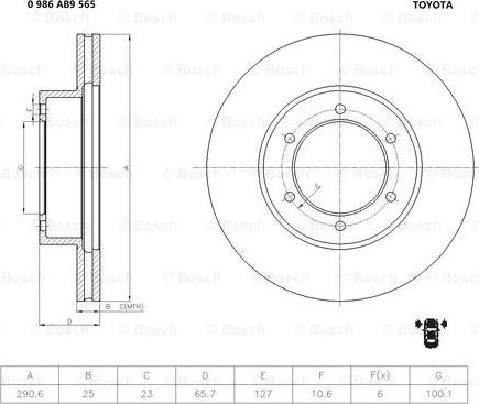 BOSCH 0 986 AB9 565 - Əyləc Diski furqanavto.az