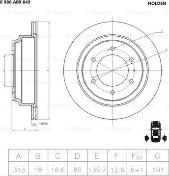 BOSCH 0 986 AB9 649 - Əyləc Diski furqanavto.az